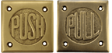 Solid Brass 2 3/4 Inch Brass Classic American "Pull" & "Push" Signs (Several Finishes Available)