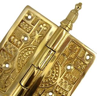 3 1/2 x 3 1/2 Inch Steeple Tipped Victorian Solid Brass Hinge