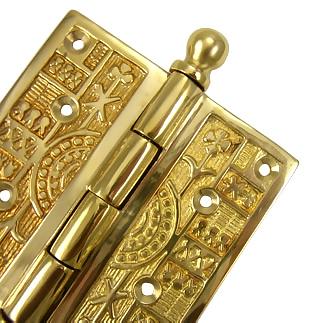 3 1/2 x 3 1/2 Inch Ball Tipped Victorian Solid Brass Hinge