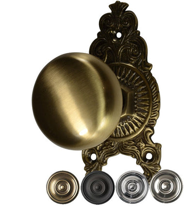 Solid Round Brass Ornate Victorian Door Knob Set