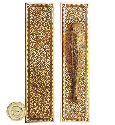 12 Inch Solid Brass Rice Pattern Door Pull and Push Plate