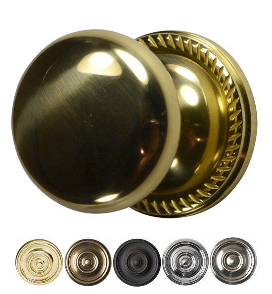 Solid Brass Round Door Knob with Georgian Roped Rosette