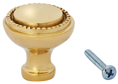 Solid Brass Victorian Beaded Round Cabinet & Furniture Knob