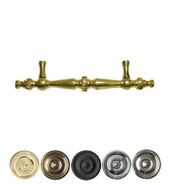 6 1/2 Inch Overall (4 Inch c-c) Solid Brass Georgian Pull