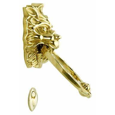 8 3/8 Inch Solid Brass Regal Lion Door Knocker (Polished Brass Finish)