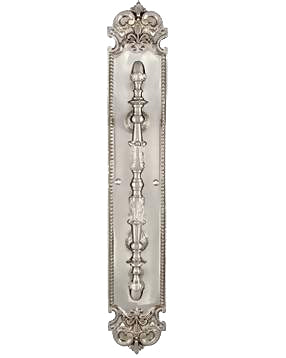 18 Inch Solid Brass Traditional Fleur-De-Lis Door Pull & Plate (Several Finishes Available)