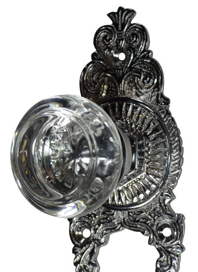 Savannah Round Crystal Ornate Victorian Door Knob Set