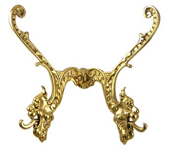 9 Inch Solid Brass Victorian Gargoyle Double Coat Hook