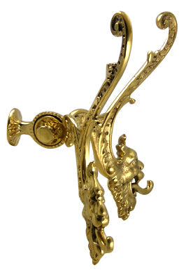 9 Inch Solid Brass Victorian Gargoyle Double Coat Hook