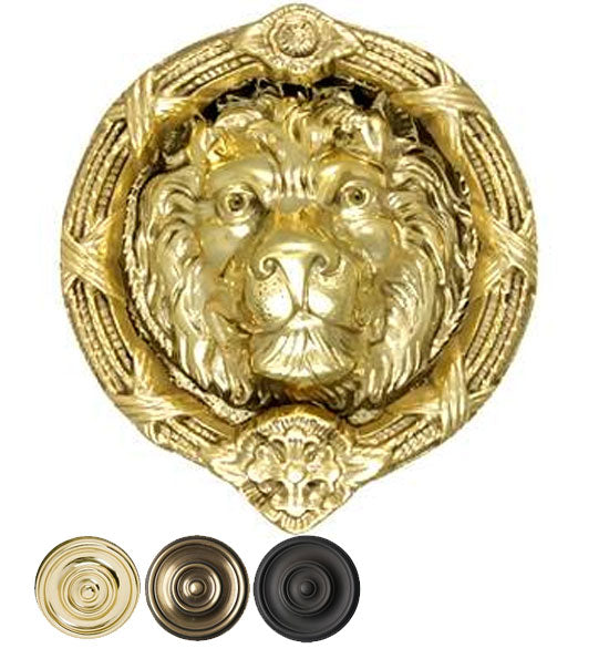 8 3/4 Inch Ribbon & Reed MGM Lion Lost Wax Cast Door Knocker (Several Finishes Available)
