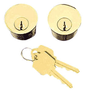 Pair Solid Brass 1 1/4 Inch Lock Cylinders with Two Keys