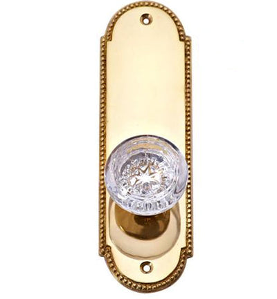 Vassar Crystal Glass Door Knob Set with Beaded Oval Back Plate