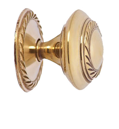 Traditional Brass Round Cabinet or Furniture Knob Georgian Rope Border