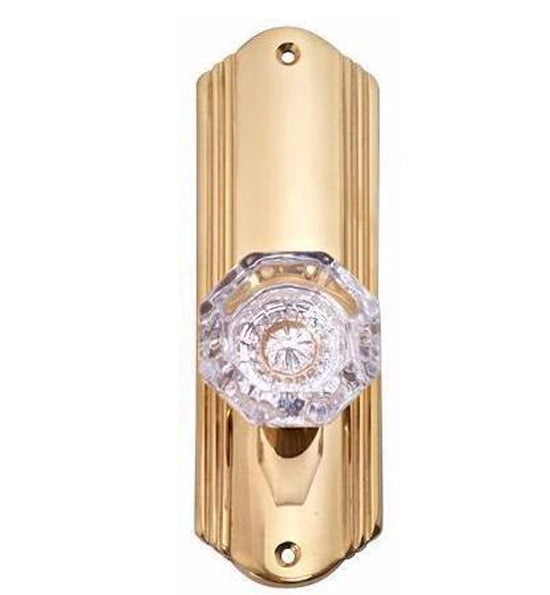 Providence Crystal Door Knob Set with Art Deco Back Plate