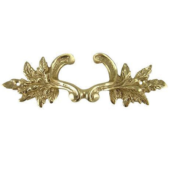 6 Inch Solid Overall (4 3/8 Inch c-c) Brass Ornate French Leaves Pull
