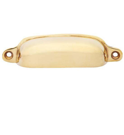 4 1/8 Inch Overall Solid Brass Traditional Slim Rounded Bin Pull