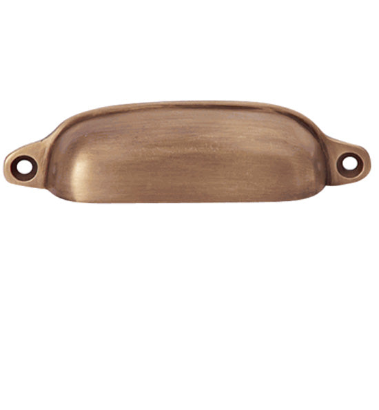 4 1/8 Inch Overall Solid Brass Traditional Slim Rounded Bin Pull