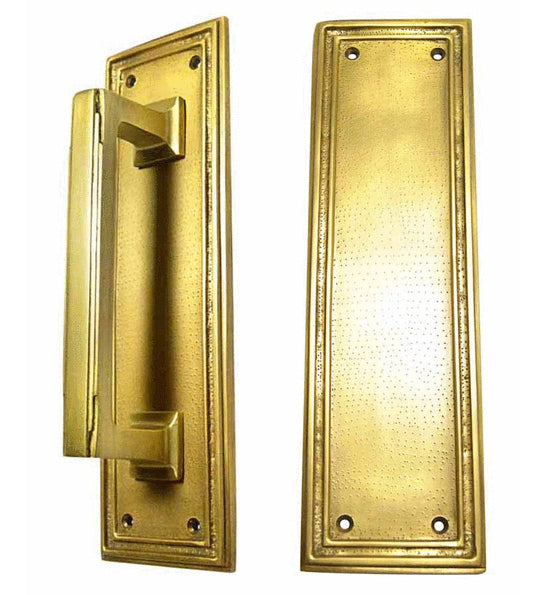10 Inch Solid Brass Classic Style Push and Pull Plate Set