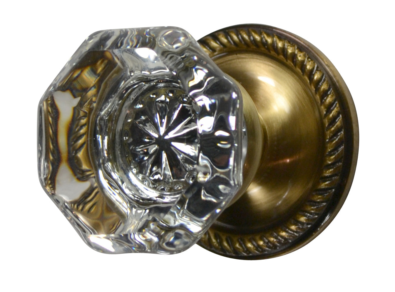 Providence Octagon Crystal Door Knob with Georgian Roped Rosette