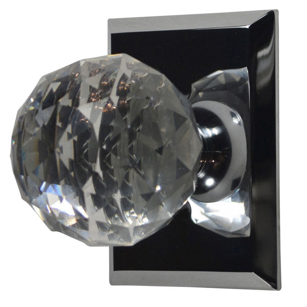 Cut Crystal Door Knob with Traditional Rectangular Rosette