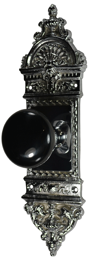 European Door Set With Black Porcelain Knob