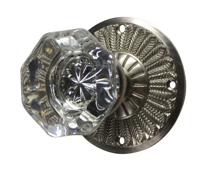 Providence Octagon Crystal Door Knob with Feathers Rosette