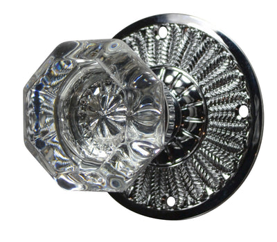Providence Octagon Crystal Door Knob with Feathers Rosette