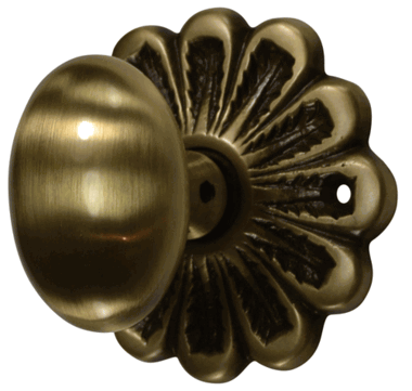 Flower Rosette Brass Egg Style Door Knob Set