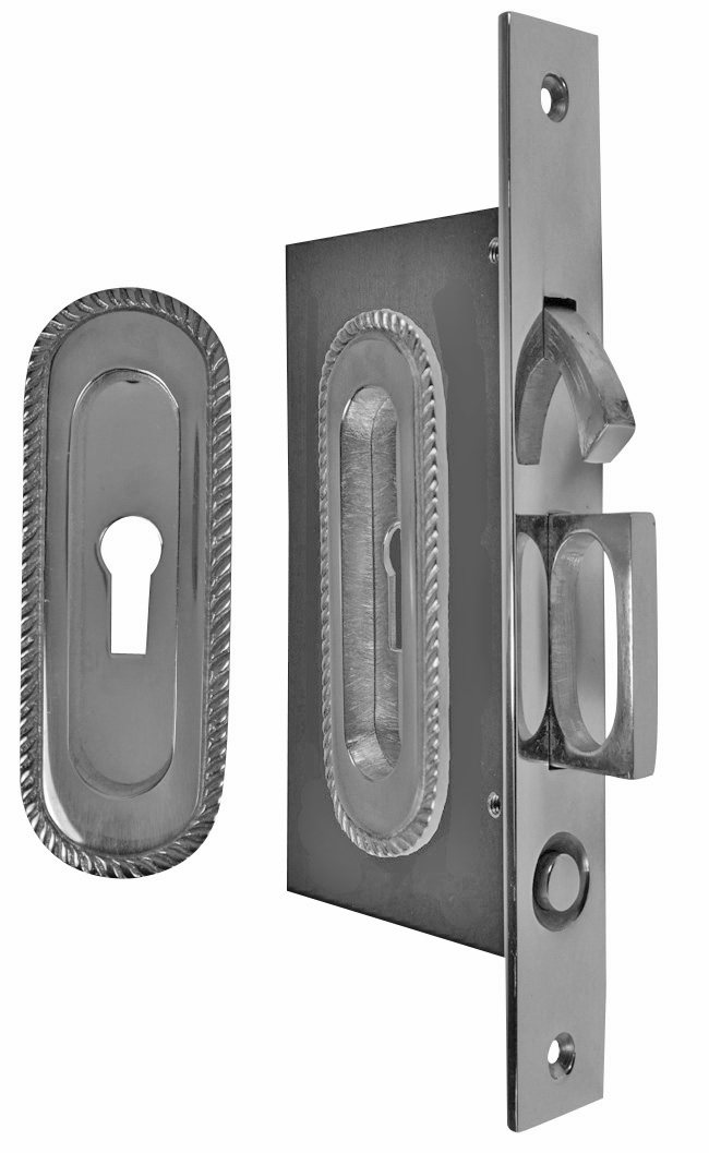 Georgian Oval Pattern Pocket Privacy (Lock) Style Door Set
