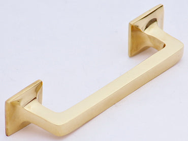 4 1/4 Inch Overall (3.25 Inch c-c) Solid Brass Square Traditional Pull