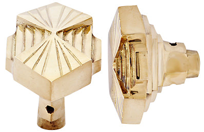 Solid Brass Art Deco Fanfare Spare Door Knob Set