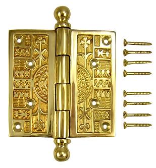 4 x 4 Ball Tipped Victorian Solid Brass Hinge