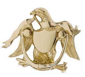 5 7/8 Inch (3 1/8 Inch c-c) American Eagle Door Knocker Polished Brass
