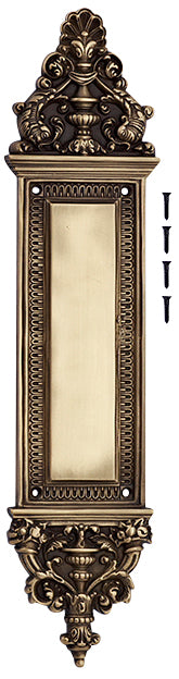 Solid Brass Ornate Victorian Push Plate (Antique Brass Finish)