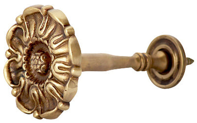 Vintage Style Floral Curtain Tie Back in Solid Brass
