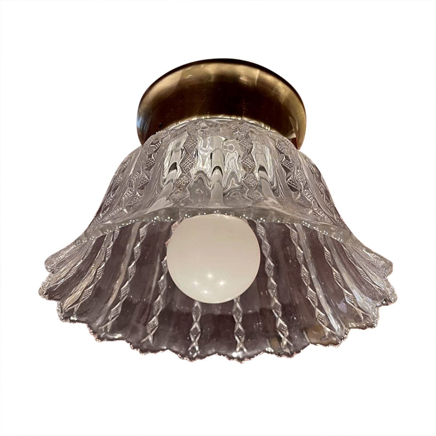Clear Glass Shade Overhead Ceiling Light Fixture (Antique Brass Finish)