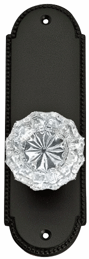 Regency Crystal Door Knob Set with Beaded Back Plate