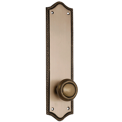 Solid Brass Georgian Rope Door Knob Set Rope Backplate (Several Finishes Available)