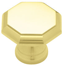 1 5/16 Inch Solid Brass Beveled Octagon Cabinet and Furniture Knob