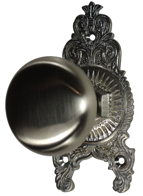 Solid Round Brass Ornate Victorian Door Knob Set