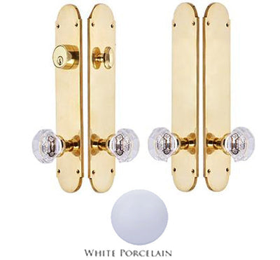 Traditional Oval Double Door Deadbolt Entryway Set in Polished Brass